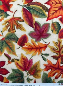 Cranston Print Works Multicolor Fall Leaf Allover Print Cotton Fabric Remnant - Picture 1 of 11