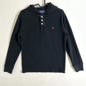 Polo Ralph Lauren Sweater Large Youth 14-16 Black Pullover Hoodie Logo Boys - Picture 1 of 7