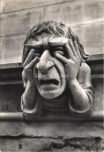 New College Oxford Carvings On Bell Tower Cover Your Eyes RPPC Postcard - Picture 1 of 3