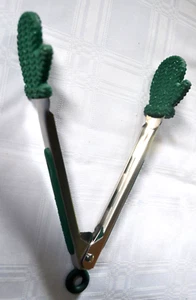 Pampered Chef Stainless Steel & Silicone HOLIDAY MINI "MITTEN" TONGS Adorable - Picture 1 of 8