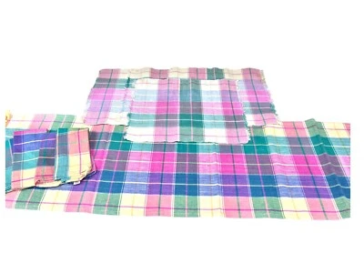 Pastel Spring Plaid Table Linen Set Table Runner 4 Napkins 4 Placemats Easter - Image 1 of 4