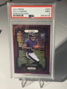 2023 Prizm ZAY FLOWERS Purple Pulsar #307 PSA 9 Mint Rookie RC Ravens ๐ฃ - Picture 1 of 2