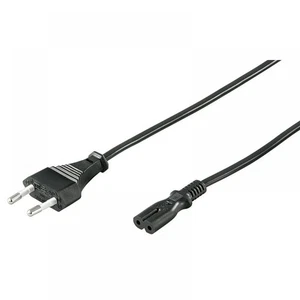 Kabel zasilający Euro wtyczka euro IEC60320-C7 podwójne gniazdo czarne 50cm kabel euro - Zdjęcie 1 z 1