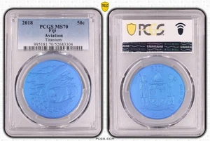FIDSCHI TITAN UNC 50 CENTS MÜNZE 2018 JAHR KM#697 AVIATION PCGS MS70 TOP POP🥇 - Bild 1 von 4