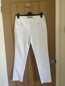 Ashley Brooke White Stretch Luxury Slim Leg TROUSERS £60 Classy Size Uk 14 - Picture 1 of 6