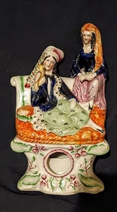  Rare 19th c Staffordshire Pocket Watch Holder Scheherazade And The Sultan 12" - Picture 1 of 4