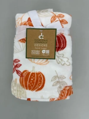 Conjunto de 2 toalhas de mão Deborah Connolly Designs tema outono abóboras e folhas novo com etiquetas - Imagem 1 de 4