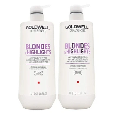 Juego de litros de champú y acondicionador Goldwell Dualsenses Blonde Highlights antiamarillo Foto 1 de 2