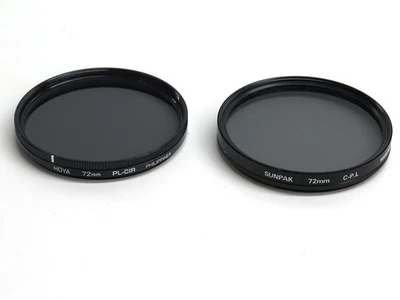 Lot of 2 - 72mm Sunpak & Hoya circular polarizing filter polarizer polarising - Image 1 of 3