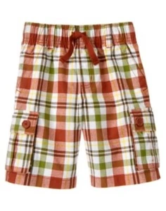 GYMBOREE OUTBACK ADVENTURE RED PLAID CARGO WOVEN SHORTS 3 4 5 6 7 12 NWT  - Picture 1 of 2