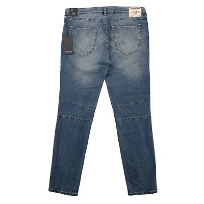 True Religion Men’s Rocco Moto Jeans 36 (Inseam Measures 32) Blue Relaxed Skinny - Image 1 of 4