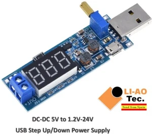 DC-DC 5V to 1.2V-24V USB Step UP Down Buck-Boost Power Supply Converter - Imagen 1 de 8