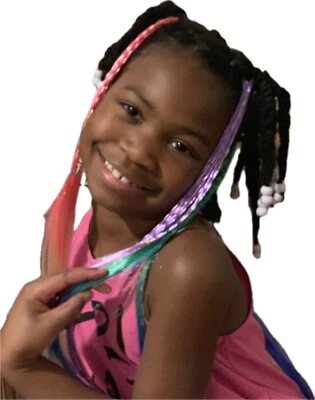 GIRLS COLORFUL HAIR EXTENSIONS*SOFT BANDS*POLYESTER*3 COLORS* - Image 1 of 3