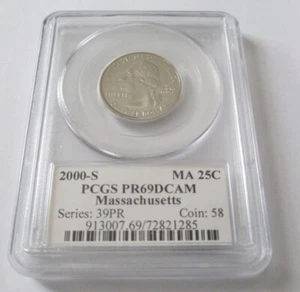 2000-S 25C Massachusetts PCGS PR69DCAM State Quarter Proof #913007.69/72821285 - Picture 1 of 4
