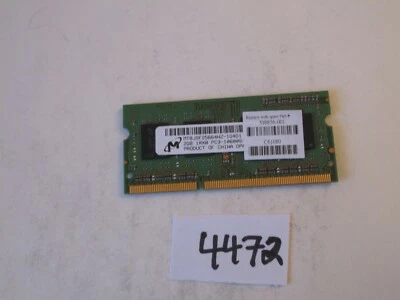 Micron  2Gb PC3-10600 1333Mhz DDR3 SODIMM Laptop Memory RAM (4472) - Image 1 of 2