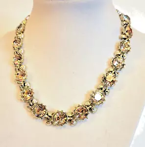 Vintage Signed Coro© Choker Necklace Huge Gold Aurora Borealis Rhinestones ~50's - Picture 1 of 20