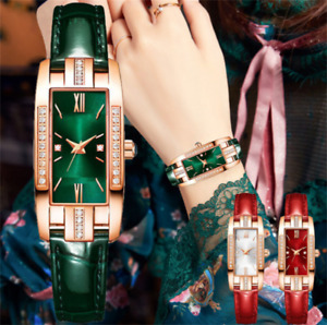 Fashion Crystal Green Watch Quartz Analog Watches Classic Square Dial Wristwatch
