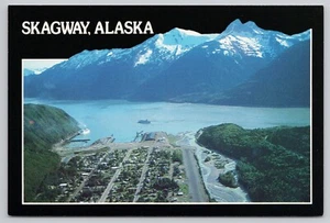 Skagway Alaska, Luftaufnahme der Stadt, Vintage Postkarte - Bild 1 von 2
