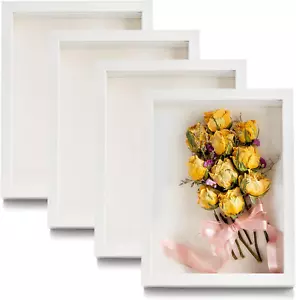 4 Pack Shadow Box Frame, 8''X6'' Wood Picture Frame Memory Display Case for Bouq - Picture 1 of 12