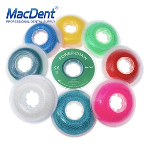 Cadena de alimentación de bandas elásticas de goma de ortodoncia dental para frenillos largos/cortos/cerrados - Imagen 1 de 12