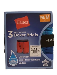HANES BOYS TAGLESS COOL Comfort Flex Waistband BOXER BRIEFS SIZE M 10-12 - Picture 1 of 4