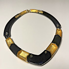 Napier Vintage 1980'S Black & Gold Panel Collar 14" Necklace