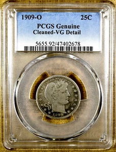 1909-O PCGS VG Details Barber Quarter - Key Date - PQ !!! Strong VG10 Details - Picture 1 of 2