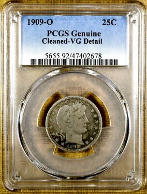 1909-O PCGS VG Details Barber Quarter - Key Date - PQ !!! Strong VG10 Details - Image 1 of 2