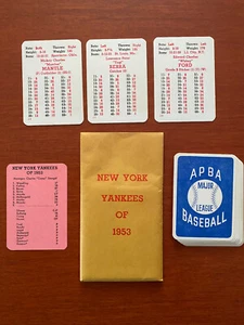 APBA 1953 NEW YORK YANKEES Baseball GTOP Great Teams of Past Set MANTLE BERRA + - Picture 1 of 3