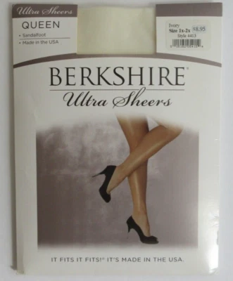 Berkshire Ultra Sheers Queen 1X-2X Meia-calça Marfim Controle Top Sandalfoot NOVO - Imagem 1 de 4