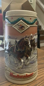Budweiser 1996 Holiday Stein in Box & Certificate of Authenticity ✔ SUPER CUTE!! - Picture 1 of 8