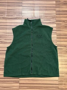 Team USA Olympics Full Zip Fleece Vest Embroidered Logo Dark Green Size 2XL - Picture 1 of 6