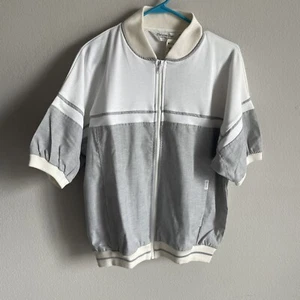 VTG Christian Dior Monsieur Men’s Stripe Short Sleeve Full Zip Jacket Shirt L - Picture 1 of 12