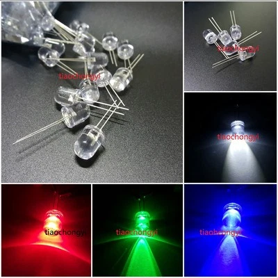 DIP 2pin 10mm 0.5W Super Bright High Power LEDs Red  Green  Blue White - Image 1 of 2