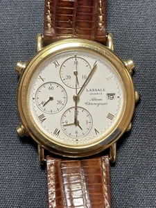 Lassale unisex gold tone Quartz alarm chronograph watch - Picture 1 of 9