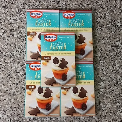 5x Dr Oetker Chocolate Bunnies Easter Baking Cake Decorations dark choc bunnys  - Image 1 of 4