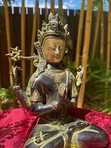 Besonders schöne Avalokiteshvara (Chenrezig) Statue aus TIBET 3,2 Kg - Bild 1 von 3