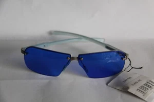  FARB BRILLE SONNENBRILLE  GLÄSER BLAU RAHMEN HINTEN SILBERFARBEN AUS METALL  - Bild 1 von 3