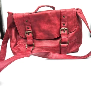 Mossimo Warm Red Faux Leather Satchel Crossbody – All Season Statement Handbag - Picture 1 of 7