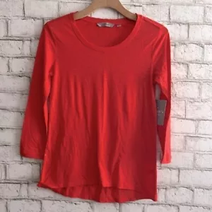 NWT Athleta Asana 3/4 sleeve Curved Hem Tee in Fire Red size XXS - Picture 1 of 8