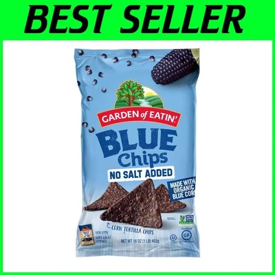 Organic Gluten-Free Blue Corn Tortilla Chips - No Salt, 12 Bags of 16 Ounces - Image 1 of 4