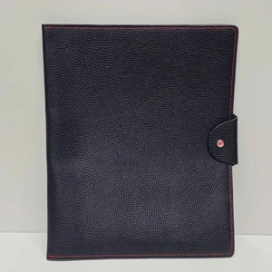 Carpeta portafolio de cuero granulado negro genuino con símbolo @ NUEVO - Imagen 1 de 9
