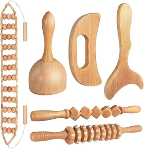 Strumenti Massaggio Wood Therapy 6 in 1 Massaggiatore Massaggiatore in Legno per Massa Body Shaping - Foto 1 di 12