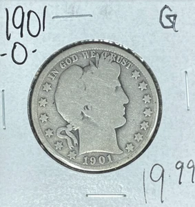 1901-O BARBER SILVER HALF DOLLAR ~ GOOD ~NICE COIN~ - Picture 1 of 2
