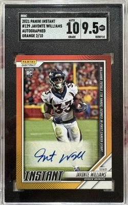 JAVONTE WILLIAMS 2021 PANINI INSTANT RC ROOKIE AUTO 02/10 ORANGE SGC 9.5/10 - Image 1 of 2