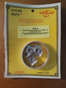 4 Stern Safe Water Bonnet Marine Boat Part WB-4 Stainless Windshield Clips 3/4" - Bild 1 von 1