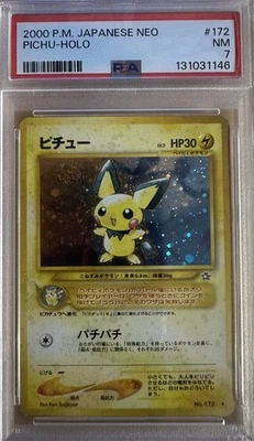 2000 PSA 7 Near Mint Pichu #172 Japanese Neo Gold Silver New World Holo SWIRL - Image 1 of 2
