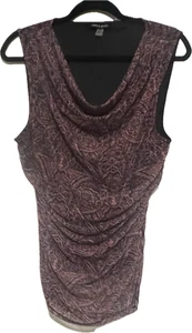 Top calibre cable talla L malla cortina capucha cuello lados fruncidos sin mangas floral - Imagen 1 de 6