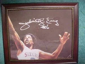 Julius Erving 8x10 Signed photo.Reprint Framed.Mint - Picture 1 of 2