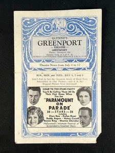 1930 Glynne's Greenport Movie Theater NY - Paramount on Parade - Vintage Program - Bild 1 von 3